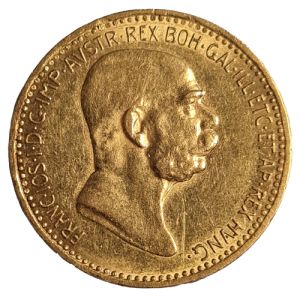 10 Kronen aranyérme 1908 Ferenc József regnálása 
