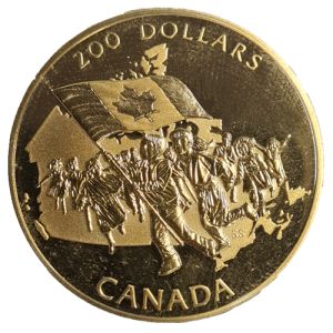 1/2 uncia Kanadai 200 dollár aranyérme, Kanadai Zászló 1990