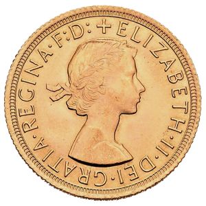 Sovereign aranyérme - II.Erzsébet hajpánttal