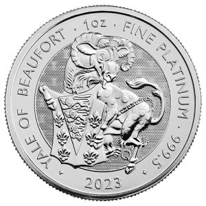 1 uncia Yale of Beaufort platina érme 2023 -  Royal Tudor Beasts sorozat