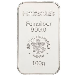 100g Heraeus ezüsttömb