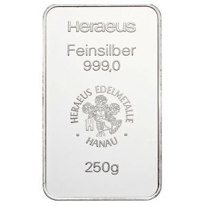 250g Heraeus ezüsttömb