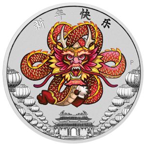 1 uncia Sárkány Kínai Holdújév ezüstérme 2018